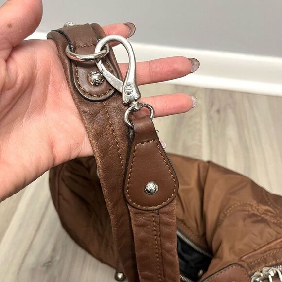 Tod's Luna Brown Nylon Media Hobo Purse Bag - Picture 11 of 14